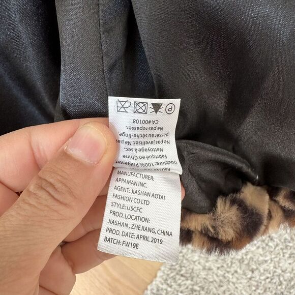 Appaman Girls Cleo Tan  Black Leopard Faux Fur Hooded Teddy Coat‎ Jacket Size 4 - Picture 13 of 14